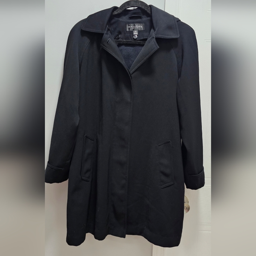 Gallery Petite Black Hooded Coat PS Classic Lightweight Jacket